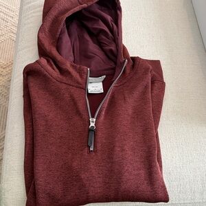 Men's Burgundy Hoodie Quarter Zip
